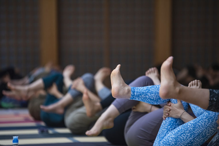 龍雲寺での出張お寺ヨガの写真・静けさの中でのヨガ体験風景
